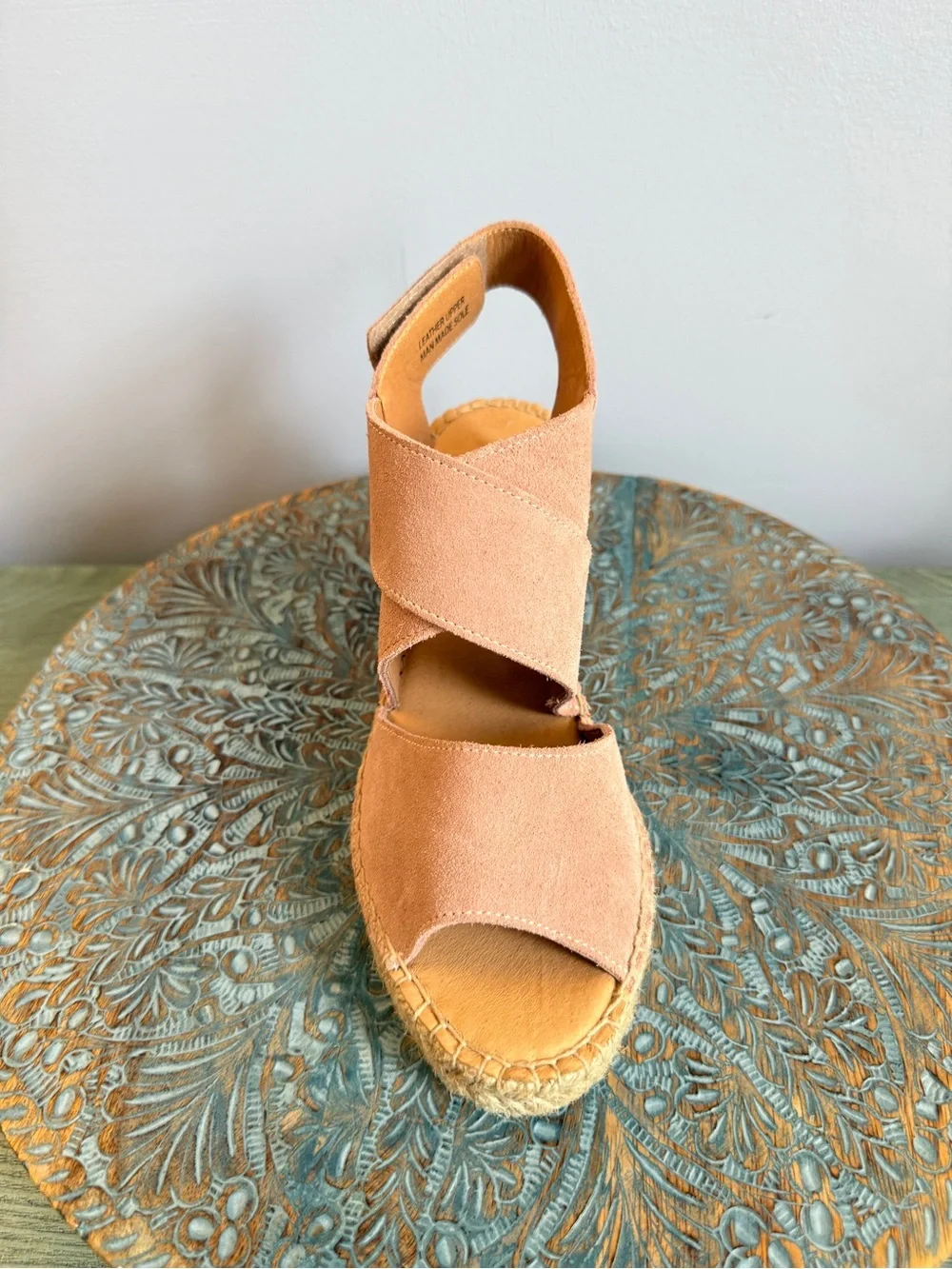 NWT! Jutelia pale pink suede wedge heel espadrilles size 39